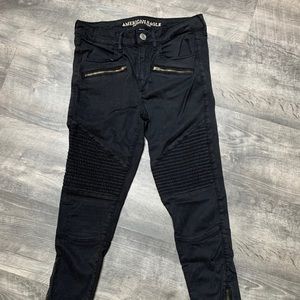 Hi-rise black moto jegings